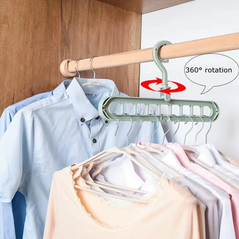 5Pcs 9-Hole Wardrobe Storage Rack Multifunctional Foldable Clothes Drying Rack Storage Clothes Rack Space-Saving Clothes Hanger